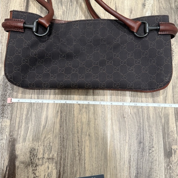 Excellent used condition Gucci monogram horse-bit shoulder bag black and brown - Picture 13 of 15